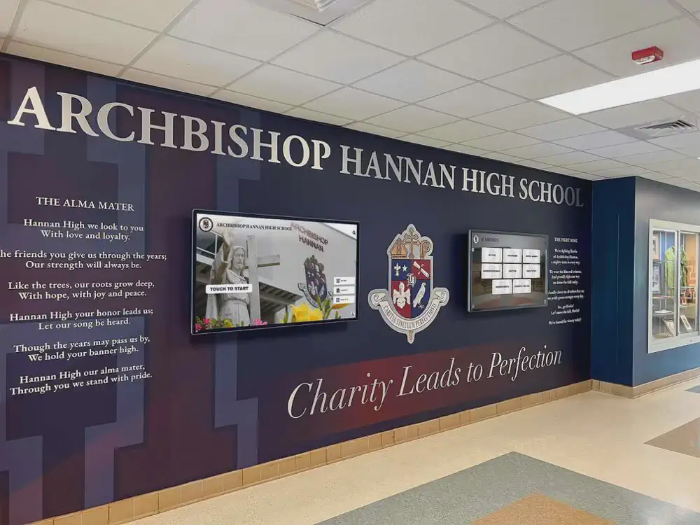 Interactive digital yearbook display showcasing student memories and achievements